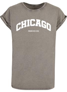 CHICAGO WORDING - ACID WASHED - футболка print