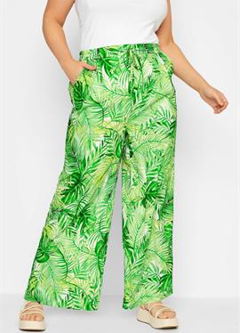 LEAF PRINT WIDE LEG - брюки