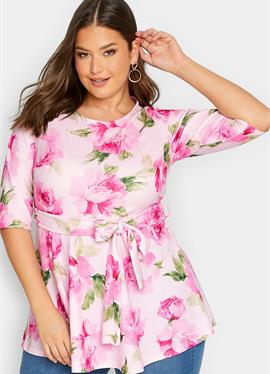 FLORAL SCOOP NECK PEPLUM - футболка с длинным рукавом