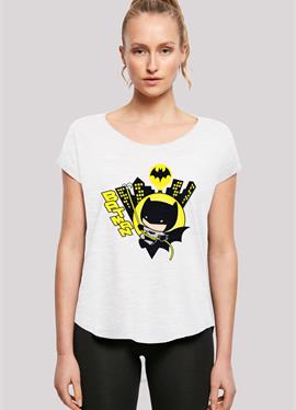 CHIBI BATMAN SWINGING WHT WITH LONG SLUB - футболка print