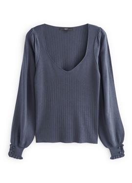 BUTTON CUFF SWEETHEART NECK KNIT топ - кофта