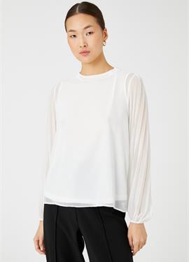 PLEATED SLEEVE CREW NECK - блузка