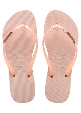 HAVAIANAS FLIP FLOP SLIM GLITTER FLOURISH - Bade-Zehentrenner