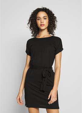 BASIC SHORT sleeves mini belted dress - платье из джерси