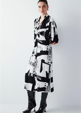 FLARED ABSTRACT PATTERNED MIDI - платье