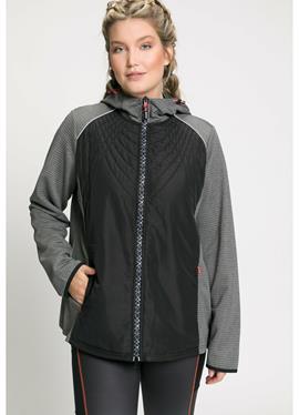 QUILTED ACCENT COLORBLOCK ZIP FRONT HOODED - толстовка