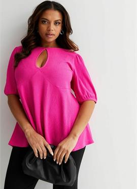 CURVES BRIGHT CRINKLE KEYHOLE PEPLUM - блузка